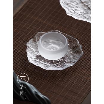 茶間｜玻璃小茶杯功夫茶具主人杯品茗杯琉璃杯子單個日式初雪茶盞