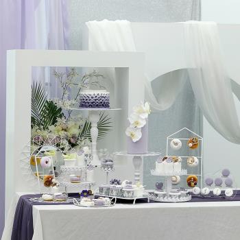 白雪公主甜品臺合集 白色鐵藝甜品架 歐式婚禮蛋糕架 鏡面蛋糕盤