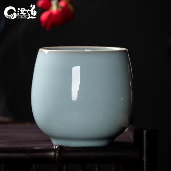 汝窯亮光釉主人杯大號個人專用茶杯汝瓷開片品茗茶碗復古汝州天青