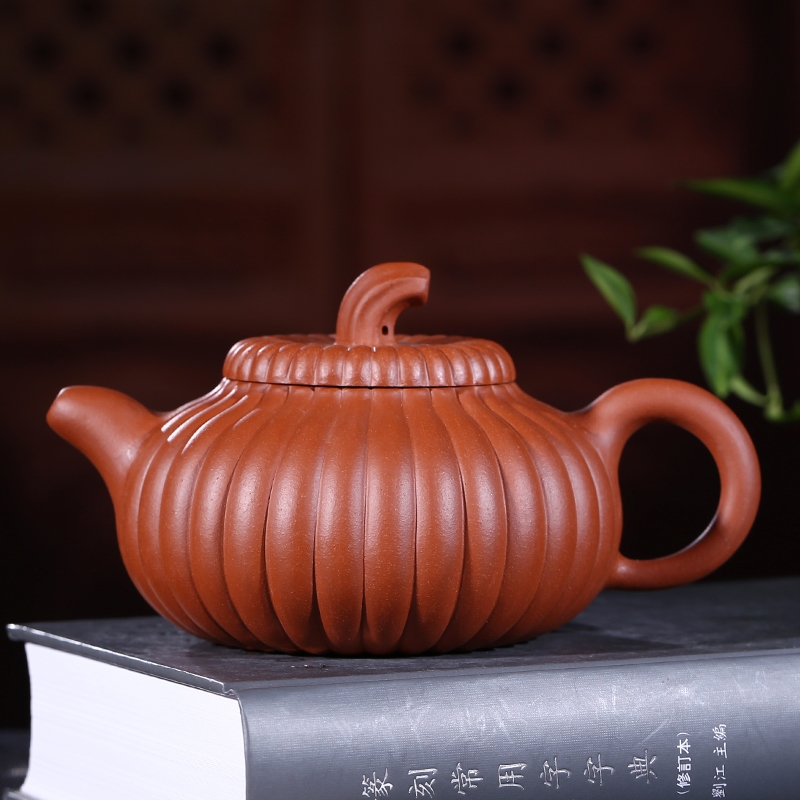 正宗宜興手工老朱泥菱花壺卡口錦囊南瓜壺老朱泥|茶壺|ETMall東森購物網