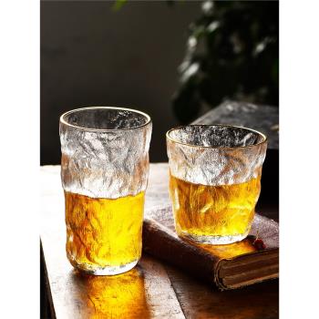 日式高顏值玻璃冰川杯ins風家用創意茶杯洋酒杯子水杯威士忌酒杯