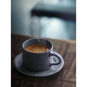 九土日式陶瓷咖啡杯碟套裝手工粗陶意式濃縮咖啡杯子簡約咖啡機用