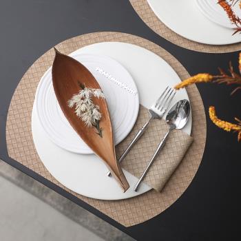 簡約輕奢樣板房間餐具套裝棕色系軟裝飾品餐桌擺臺西式餐盤餐桌