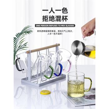 玻璃杯帶把耐熱簡約高顏值透明喝水杯家用客廳泡茶杯家庭杯子套裝