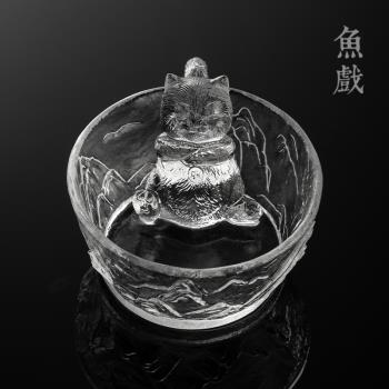 朕的江山故宮貓琉璃杯馬克水杯玻璃茶杯個人專用主人杯子功夫茶具