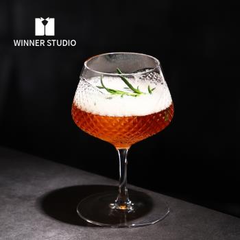 HNWG金湯力酒杯鉆石杯刻花玻璃杯高腳雞尾酒杯子酒吧新款紅酒杯