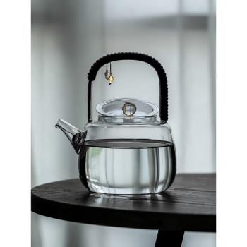 日式泡茶煮茶壺電陶爐專用茶具明火玻璃壺耐高溫燒水壺單壺提梁壺