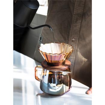 手沖咖啡壺套裝高硼硅耐熱玻璃沖泡分享壺v60 濾杯細嘴壺咖啡器具