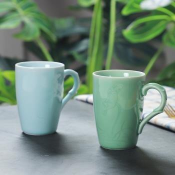 陶瓷創意荷葉情侶家用茶杯