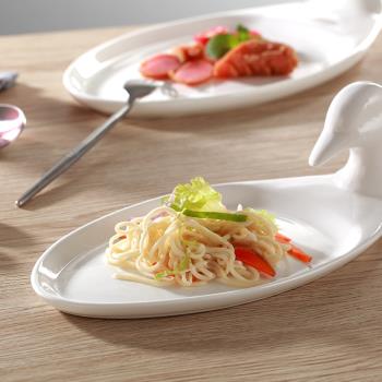 創意陶瓷個性餐具烤鴨陶瓷盤子酒飯店異形盤子 菜盤 家用壽司盤子