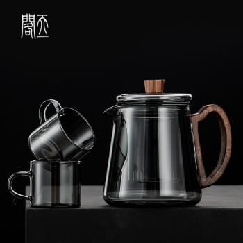天一閣丨日式木把玻璃泡茶壺套裝茶水分離耐高溫可加熱功夫茶具