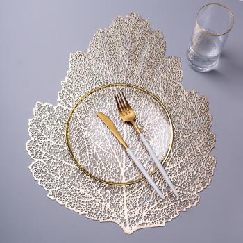 北歐樹葉美式輕奢鏤空防燙餐桌墊