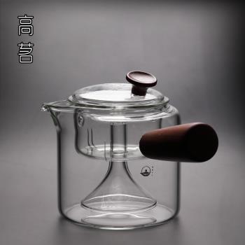 側把煮茶壺耐高溫玻璃蒸茶器功夫茶茶具蒸汽壺花茶黑茶普洱泡茶壺