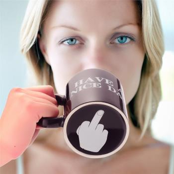 HAVE A NICE DAY中指FUCK陶瓷咖啡馬克杯子水杯男女女生日禮物MUG