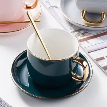 陶瓷杯咖啡杯子高檔精致咖啡杯碟套裝家用歐式小奢華下午茶杯碟勺