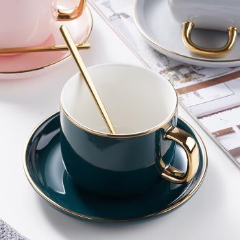 陶瓷杯咖啡杯子高檔精緻咖啡杯碟套裝家用歐式小奢華下午茶杯碟勺