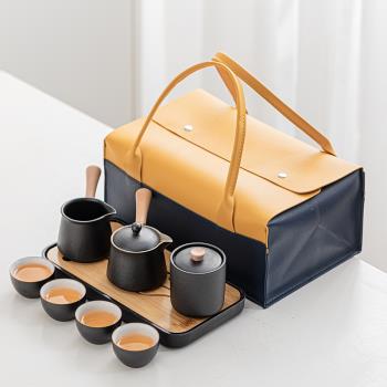 陶瓷旅行茶具小套裝家用簡約泡茶壺日式功夫便攜式泡茶杯戶外茶盤