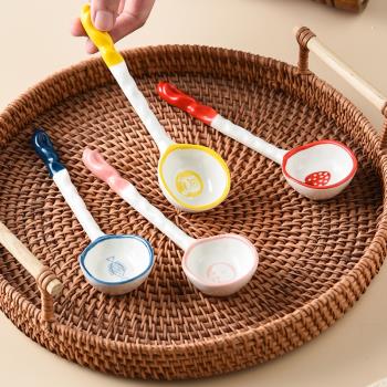 陶瓷勺子家用調羹吃飯勺日式創意湯勺長柄勺咖啡勺高顏值餐具