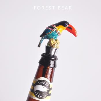 森林熊/不銹鋼彩色鑲鉆高檔紅酒塞 造型鸚鵡鳥紅酒裝飾葡萄酒瓶塞