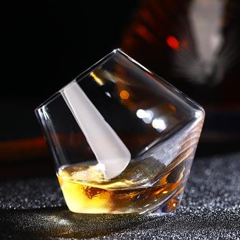 威士忌杯不倒翁杯玻璃啤酒杯創意甜品杯洋酒杯家用個性紅酒杯歐式
