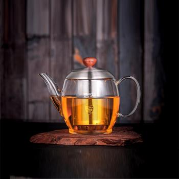 易百惠慧心玻璃茶壺過濾泡茶壺家用耐高溫耐熱透明茶水分離泡茶器