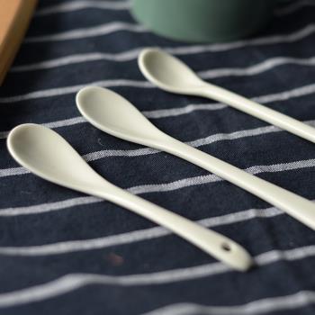 KEEPIN 簡約白色陶瓷勺 家用湯勺飯勺日用湯匙小勺子攪拌勺咖啡勺
