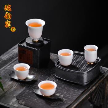 羊脂玉陶瓷蓋碗茶杯茶壺套裝家用主人杯白酒杯高檔禮品中國白茶具