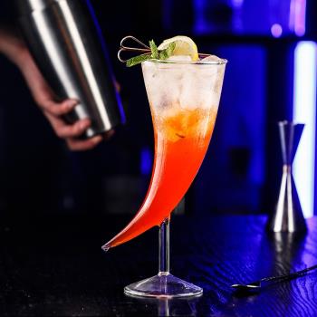 月亮高腳杯牛角杯異形杯雞尾酒杯杯創意個性威士忌杯酒杯高鵬玻璃