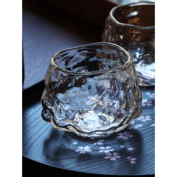 小眾日式設計師杯子梅里杯茶杯清酒白酒梅酒耐熱玻璃侘寂木盒禮盒