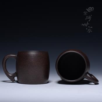 宜興紫砂杯黑金砂口杯純手工功夫茶杯小杯子提把杯茶具帶把主人杯