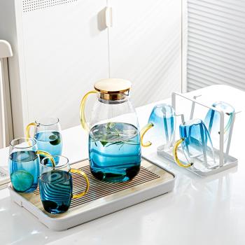 涼水壺玻璃耐高溫大容量家用2升冷水壺套裝北歐白開水杯茶壺飲料