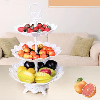 歐式多層塑料下午茶點心臺水果盤家用客廳果籃三層蛋糕架兩層果盤