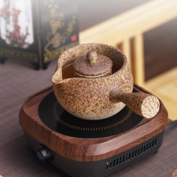 粗陶煮茶壺陶瓷側把壺小青柑普洱茶黑茶煮茶器麥飯石大茶杯電陶爐