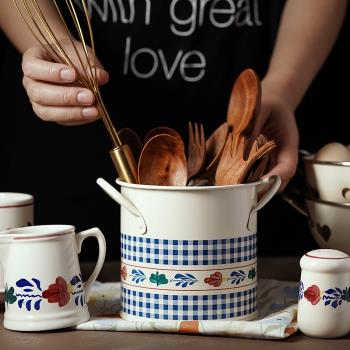 美式鄉村風復古餐具桶筷子籠瀝水刀叉筒餐具廚房烘焙用品收納籃架