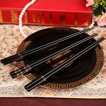 古德高端餐具陶瓷筷子亮光黑輕奢歐式宮廷黑金筷子骨瓷10雙禮盒裝