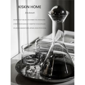 kiskin歐式水晶玻璃家用葡萄酒分酒器輕奢創意紅酒醒酒器酒具擺件