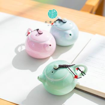 不單典雅青瓷西施茶壺陶瓷家用辦公室酒店單壺泡茶花茶壺茶具單壺