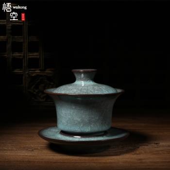 龍泉青瓷哥窯冰裂紋手工大號茶碗