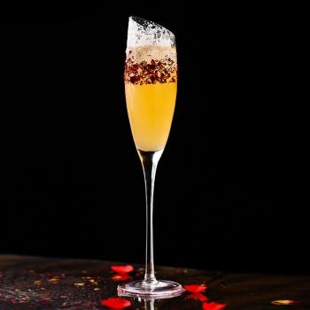 特色高腳斜口水晶杯子創意斜口香檳杯雞尾酒杯透明玻璃起泡酒杯