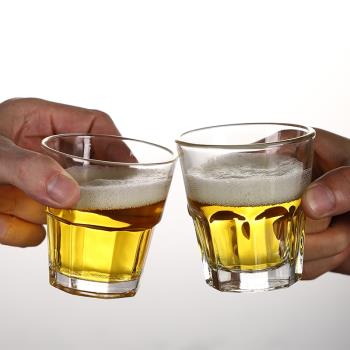 整箱鋼化玻璃杯啤酒杯商用KTV酒吧專用八角水杯防摔家用小酒杯子