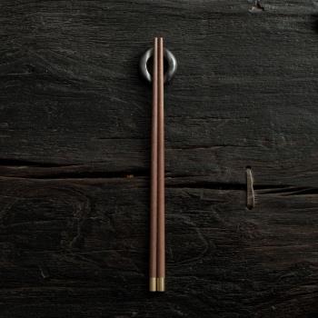 玩物志雞翅木紅檀木筷子中式福字包銅筷日式長筷 很有調調的木筷