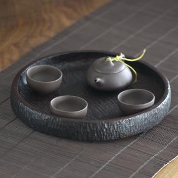 北美黑胡桃原木干泡臺家用日式手工整塊大漆生漆茶具茶盤小型托盤