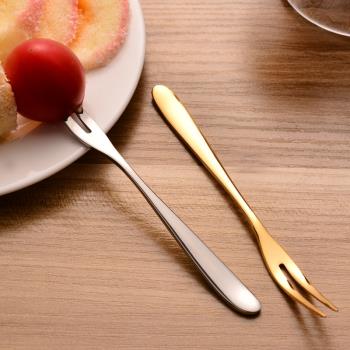加點樂 創意不銹鋼水果叉 水果簽 二齒叉月餅叉蛋糕叉 點心小叉子
