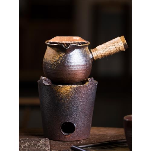景德鎮紫砂烤茶罐日式復古罐罐煮茶器側把煮茶壺碳爐子煮茶器帶蓋