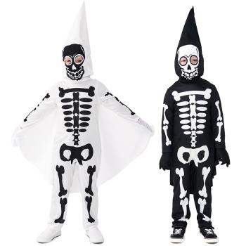 萬圣節裝扮服跨境外貿款兒童表演骷髏cosplay服裝骨頭幽靈派對裝