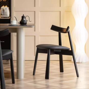 MiKON家居 中古簡約餐椅家用北歐設計師靠背椅日式咖啡廳實木椅子