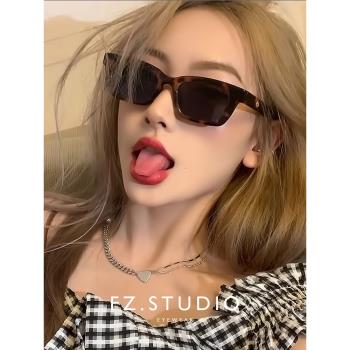 復古豹紋GM墨鏡女2024新款高階感防紫外線防曬太陽眼鏡jennie同款