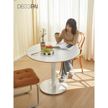 圓桌家用桌椅組合現代簡約餐廳白色創意北歐風格飯桌圓形巖板餐桌