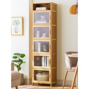 書架置物架落地書柜子兒童簡易客廳家用收納柜實木儲物柜多層臥室