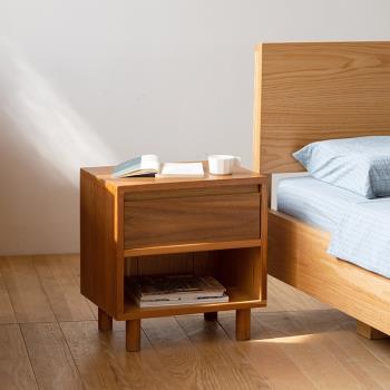 MUMO木墨 夏克式雙層床頭柜 小型實木櫻桃木簡約現代收納床邊柜子